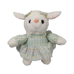 Fordlet White Lamb Sheep Sherpa Plush Bow Lace Vintage 1995 Stuffed Animal Toy